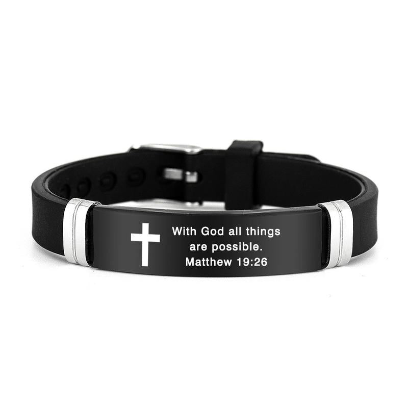 ✝️ Bible Verse Leather Bracelet — Daily Reminder of Hope & Courage