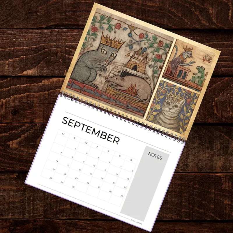 🔥Early Christmas Sale 50% OFF - 🐱🗓️Medieval Cats with Crowns Calendar 2026