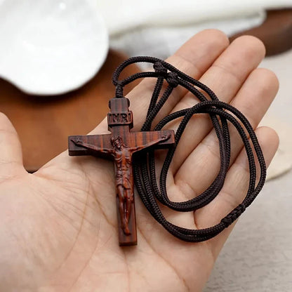 ✝️100% Handmade Jesus Cross Wooden Necklace(Handmade)