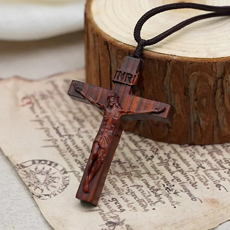 ✝️100% Handmade Jesus Cross Wooden Necklace(Handmade)