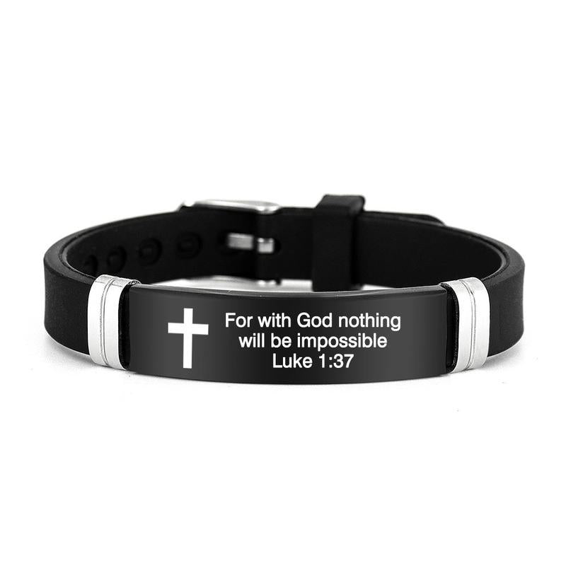 ✝️ Bible Verse Leather Bracelet — Daily Reminder of Hope & Courage