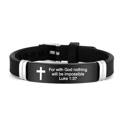 ✝️ Bible Verse Leather Bracelet — Daily Reminder of Hope & Courage