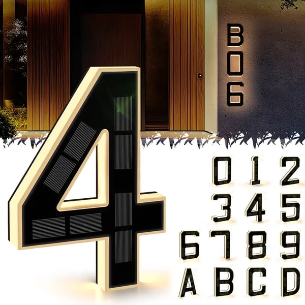 Wireless Solar Powered Lighted House Numbers – No Wires, No Installation Needed!