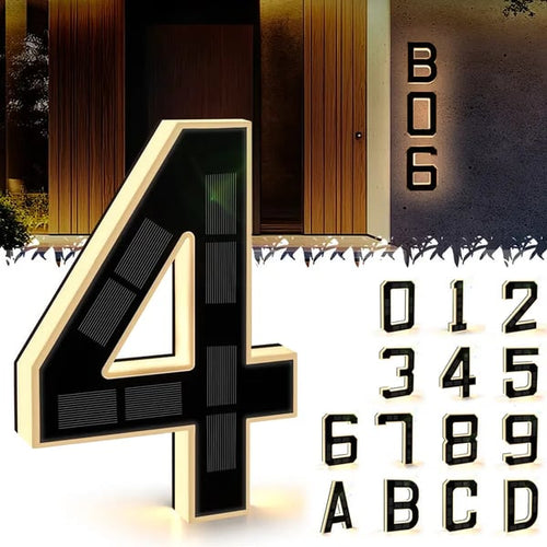 Wireless Solar Powered Lighted House Numbers – No Wires, No Installation Needed!