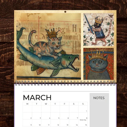 🔥Early Christmas Sale 50% OFF - 🐱🗓️Medieval Cats with Crowns Calendar 2026