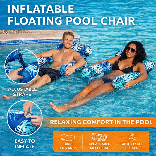 🏊 Last Day Special Price !💺 Inflatable Floating Pool Chair – Comfortable, Stable & Perfect for Relaxing on the Water 🌊