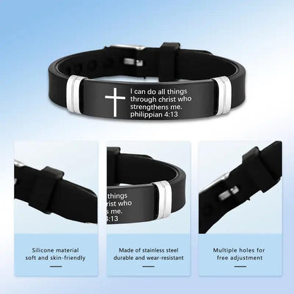 ✝️ Bible Verse Leather Bracelet — Daily Reminder of Hope & Courage