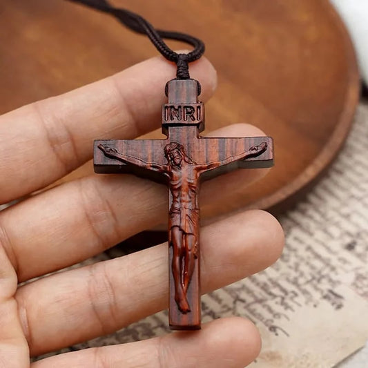 ✝️100% Handmade Jesus Cross Wooden Necklace(Handmade)