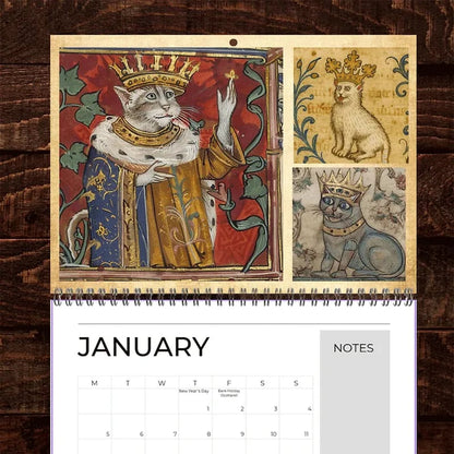 🔥Early Christmas Sale 50% OFF - 🐱🗓️Medieval Cats with Crowns Calendar 2026