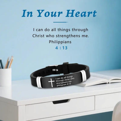 ✝️ Bible Verse Leather Bracelet — Daily Reminder of Hope & Courage
