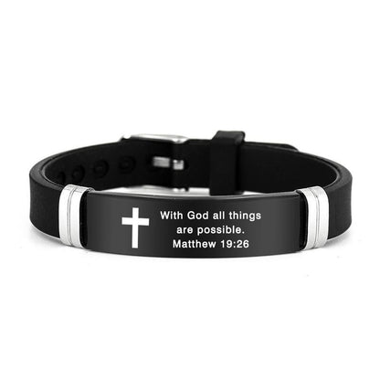 ✝️ Bible Verse Leather Bracelet — Daily Reminder of Hope & Courage