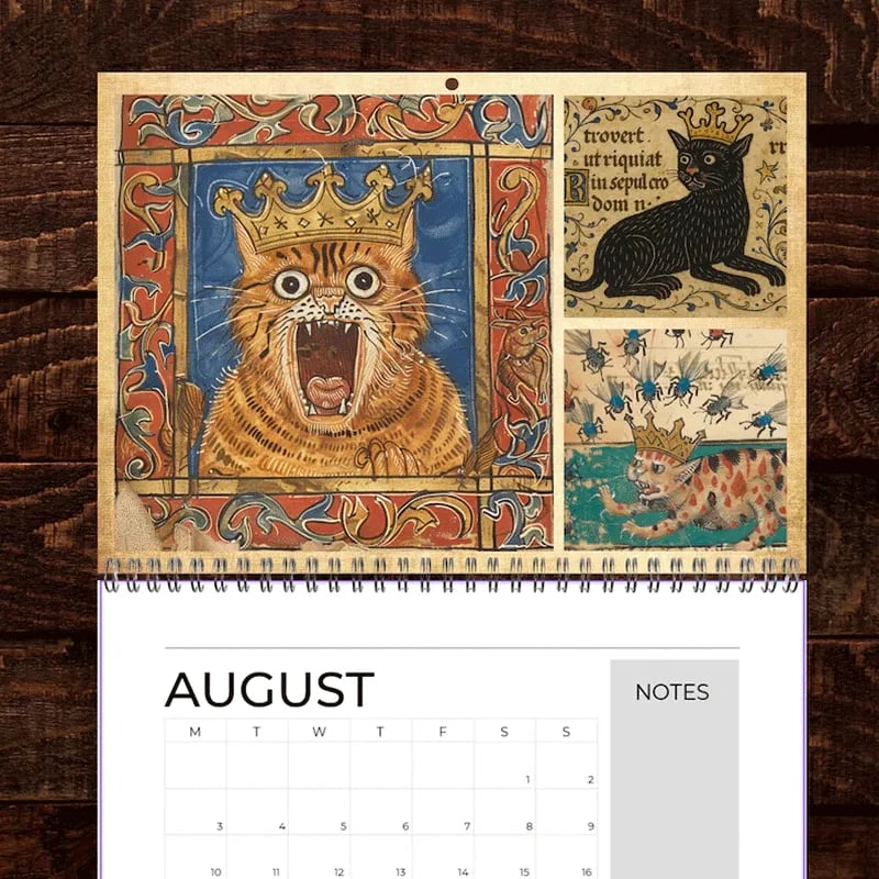 🔥Early Christmas Sale 50% OFF - 🐱🗓️Medieval Cats with Crowns Calendar 2026