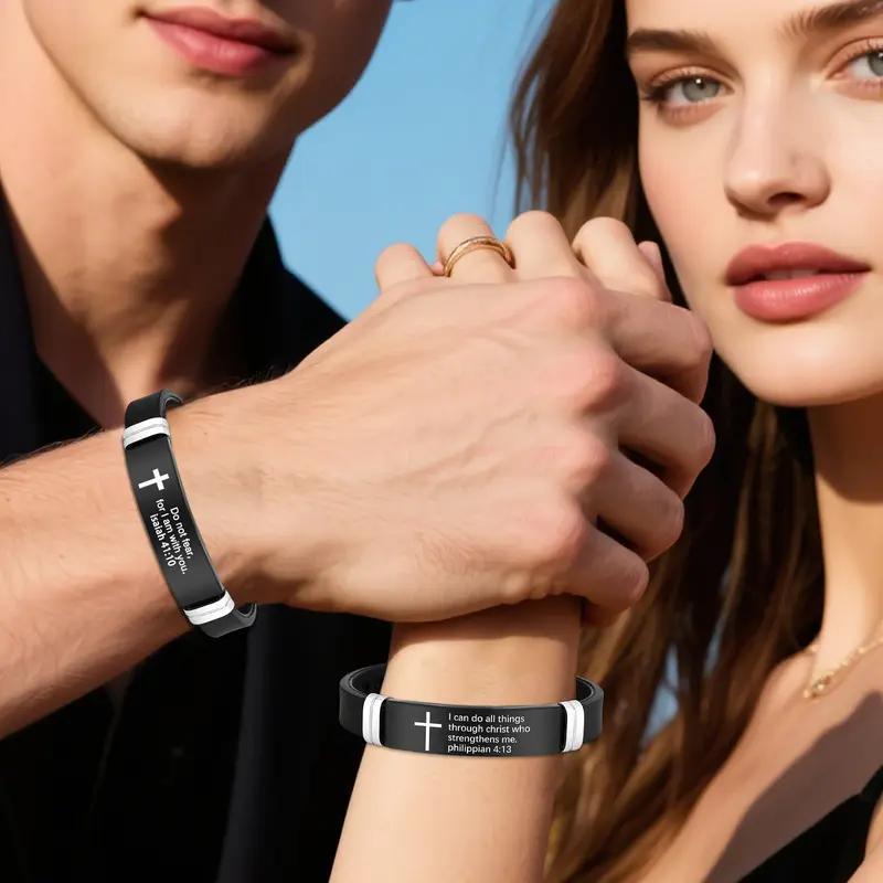 ✝️ Bible Verse Leather Bracelet — Daily Reminder of Hope & Courage