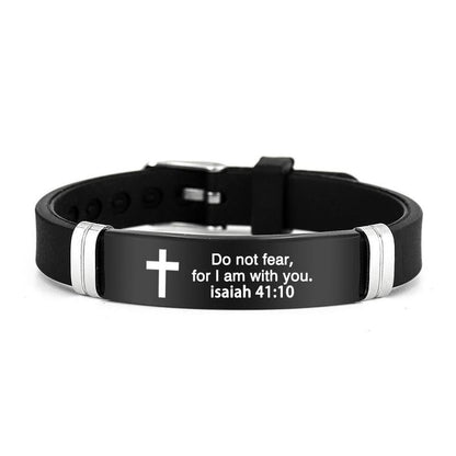 ✝️ Bible Verse Leather Bracelet — Daily Reminder of Hope & Courage