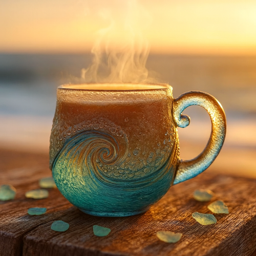 🎄Christmas Best Gifts🔥 Unique Handcrafted Sea Glass Ocean Wave Mug🎁Free Gifts