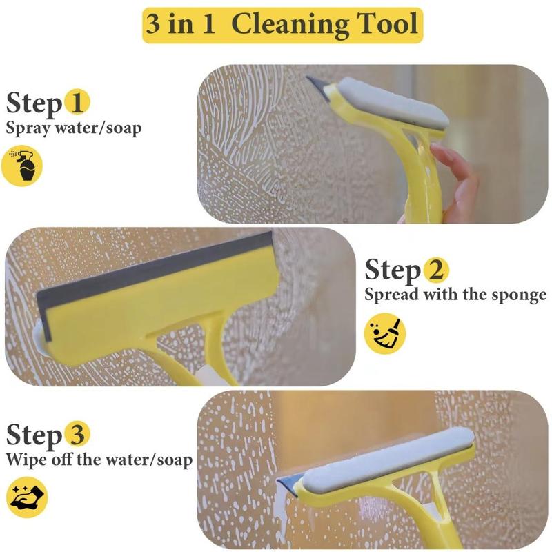 ✨3-in-1 Window Cleaner: Spray + Scrub + Squeegee for Home & Car✨