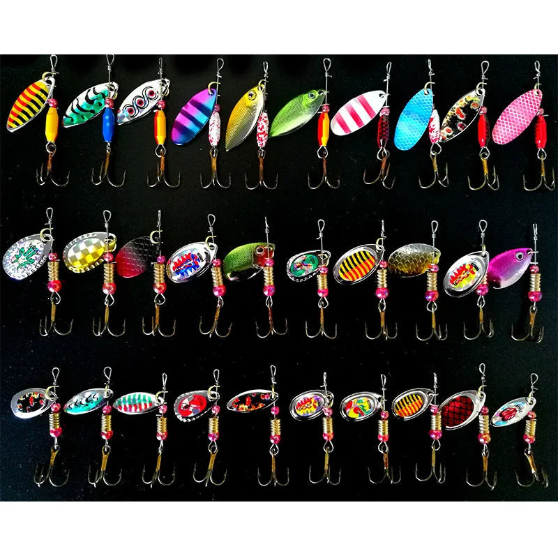 30pcs Spinner Fishing Lure Kit Metal Sequin Spoon Hard Bait Fishing Wobblers Set Fishing Tackle Isca Atificial Lure Pesca