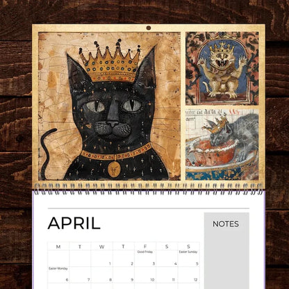 🔥Early Christmas Sale 50% OFF - 🐱🗓️Medieval Cats with Crowns Calendar 2026