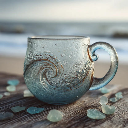 🎄Christmas Best Gifts🔥 Unique Handcrafted Sea Glass Ocean Wave Mug🎁Free Gifts