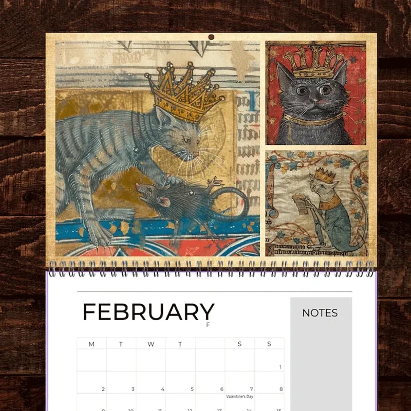 🔥Early Christmas Sale 50% OFF - 🐱🗓️Medieval Cats with Crowns Calendar 2026