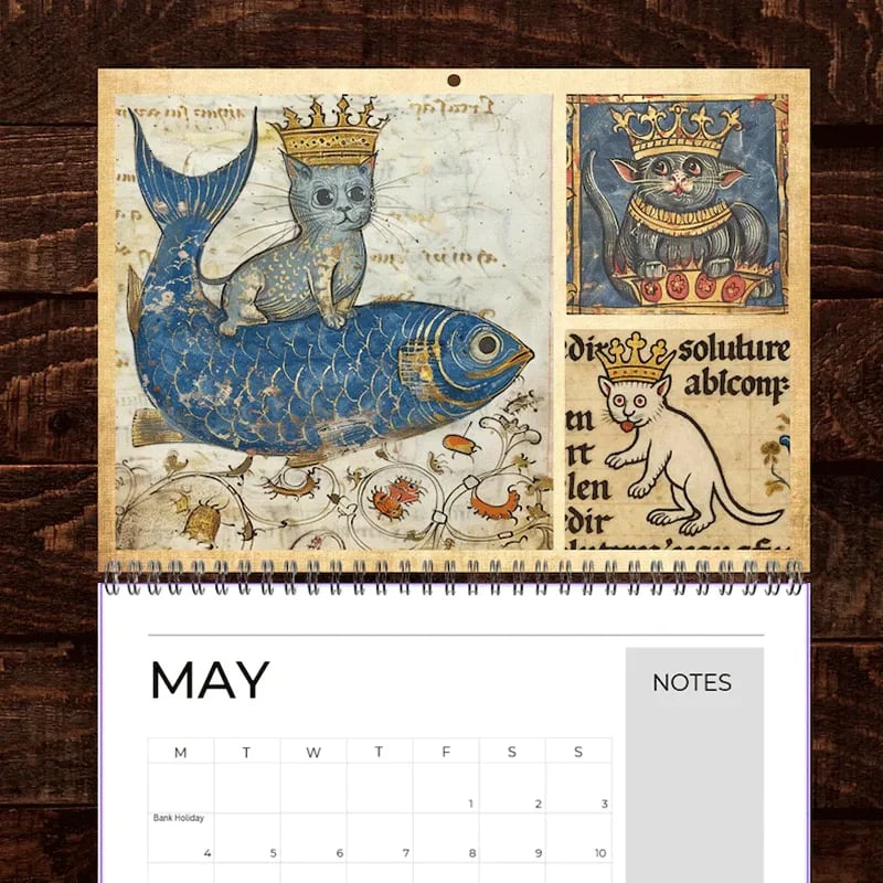 🔥Early Christmas Sale 50% OFF - 🐱🗓️Medieval Cats with Crowns Calendar 2026