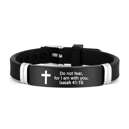 ✝️ Bible Verse Leather Bracelet — Daily Reminder of Hope & Courage