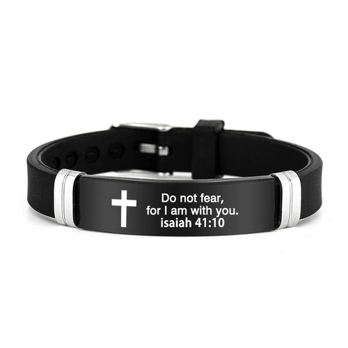 ✝️ Bible Verse Leather Bracelet — Daily Reminder of Hope & Courage