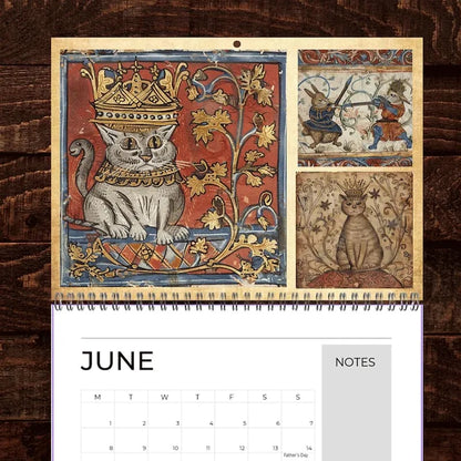 🔥Early Christmas Sale 50% OFF - 🐱🗓️Medieval Cats with Crowns Calendar 2026