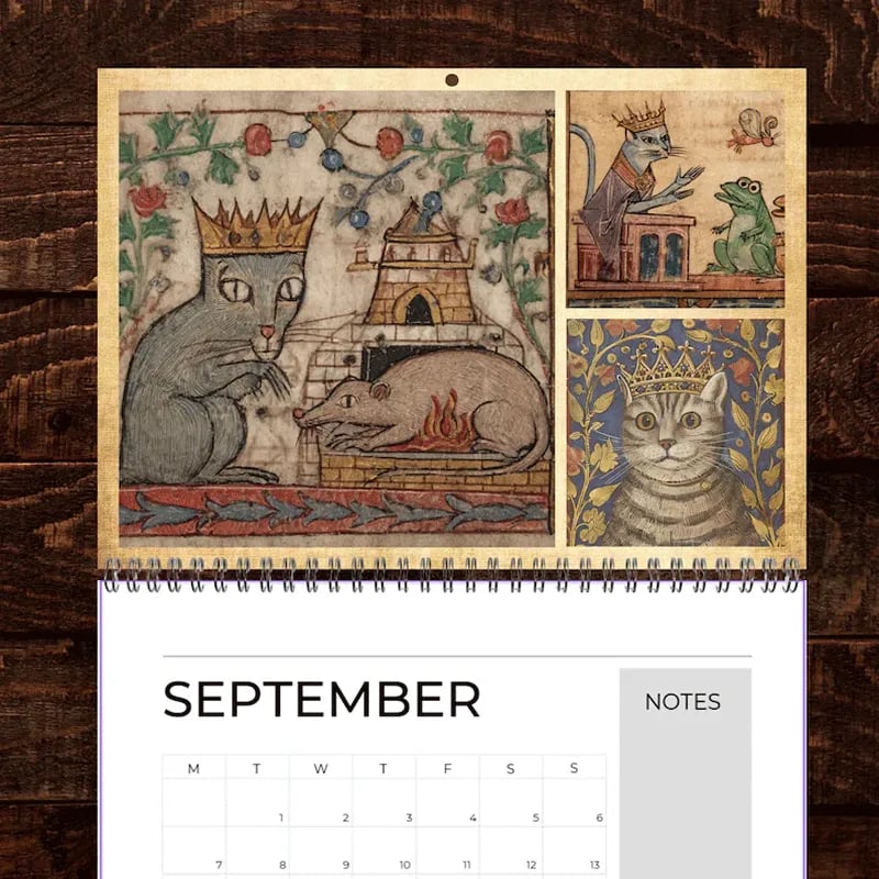 🔥Early Christmas Sale 50% OFF - 🐱🗓️Medieval Cats with Crowns Calendar 2026