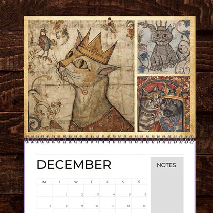 🔥Early Christmas Sale 50% OFF - 🐱🗓️Medieval Cats with Crowns Calendar 2026
